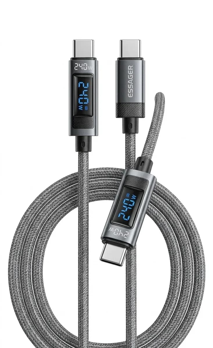 ESSAGER 240W 디지털 표시 USB-C 고속 충전 케이블