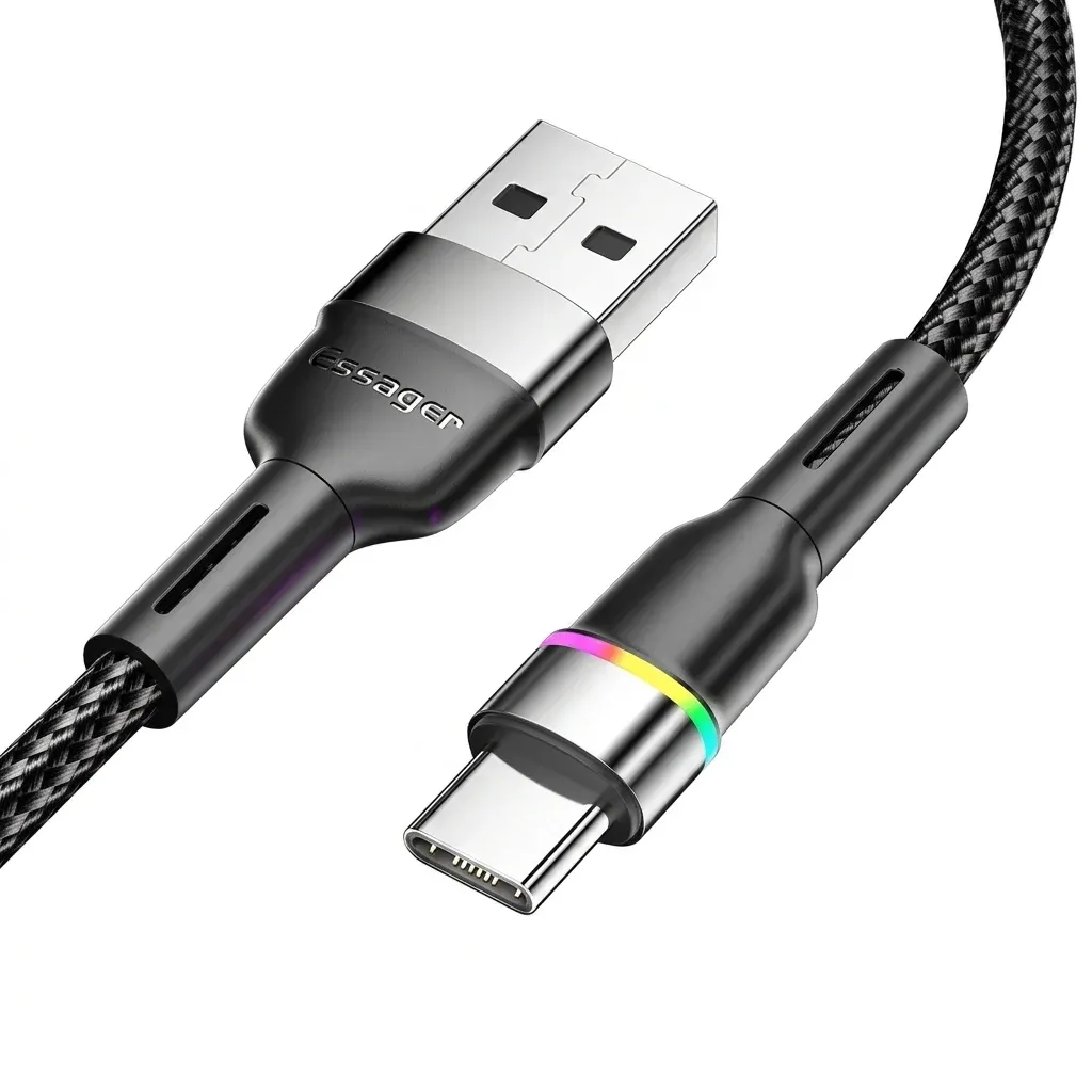 כבל טעינה מהיר USB-C שחור Essager
