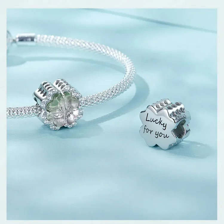 WOSTU 925 실버 핑크 아기발 참 비즈