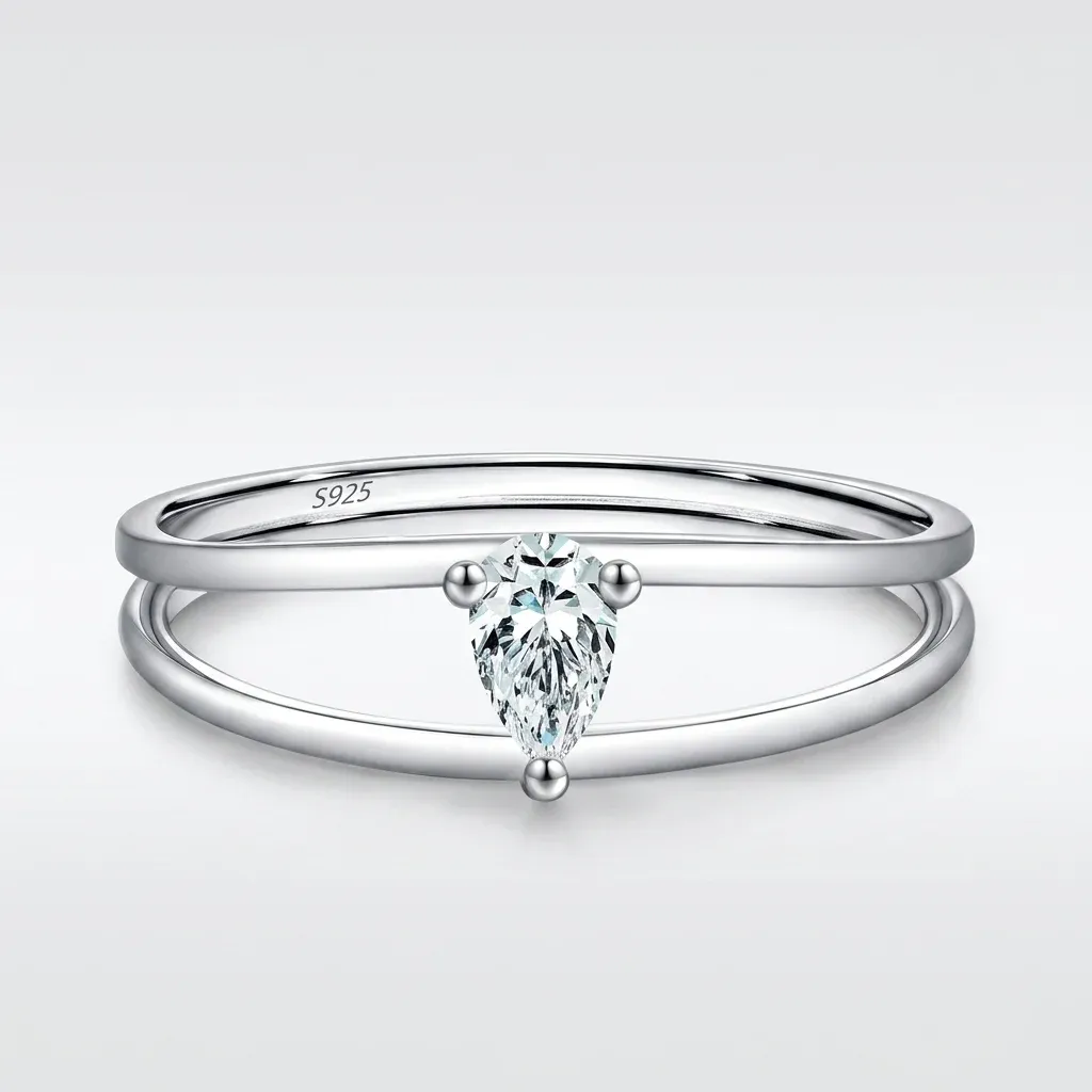 모디안 D컬러 물방울 모이사나이트 925 실버 더블라인 반지