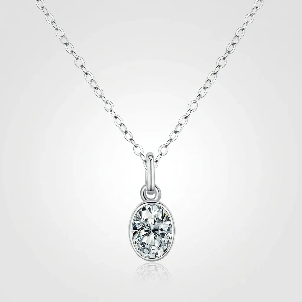 모디안 오벌 베젤 1캐럿 모이사나이트 925 실버 펜던트 목걸이