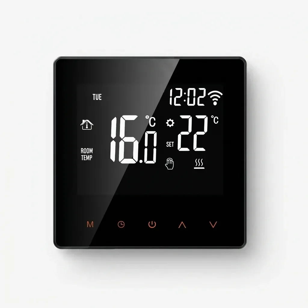תרמוסטט חכם AVATTO שחור מרובע מבריק