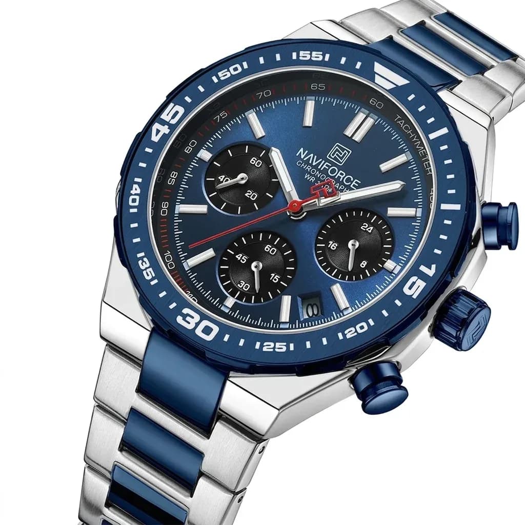 네비포스 남성용 스틸 빅페이스 쿼츠 시계 NF 8049