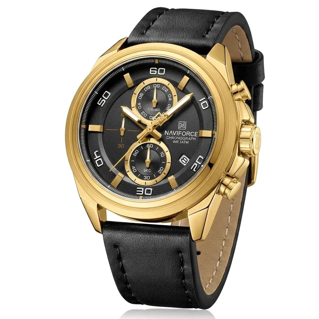 네비포스 NF8075 가죽 스트랩 남성용 쿼츠 드레스 워치