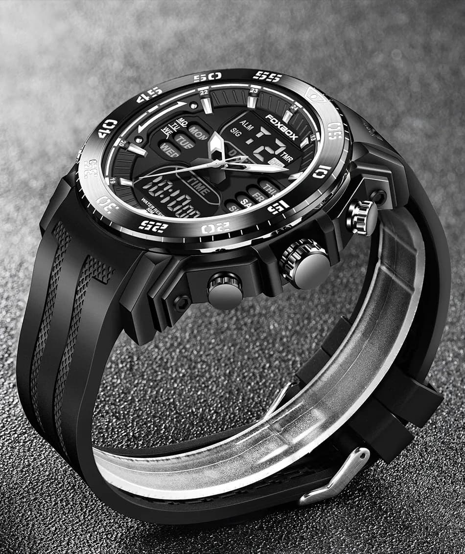 폭스박스 남성용 LED 디지털 스포츠 방수 쿼츠 시계